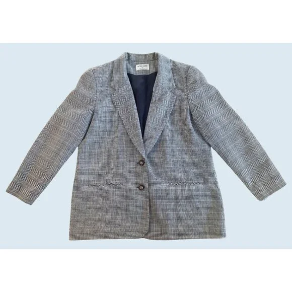 Vintage ALFRED DUNNER Oversized Plaid Double Button Blazer Sz Med - Picture 2 of 7